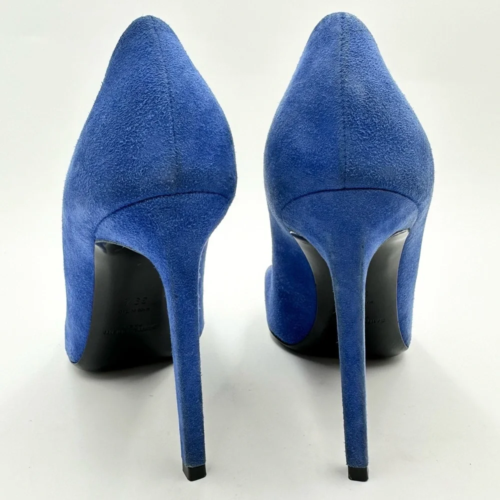 Saint Laurent Paris Pump 105 Blue Suede - Picture 7 of 11